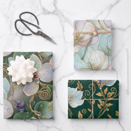Elegantes Vintage-Flora-Botanik-Geschenkverpackung Geschenkpapier Set