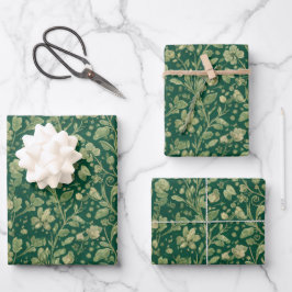 Elegantes Vintage-Flora-Botanikmuster Geschenkpapier Set