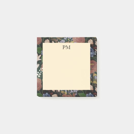 Elegantes vintage florales Monogramm Post-it Klebezettel (Vorderseite)