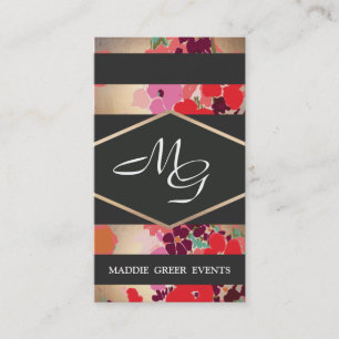 Elegantes vintage florales Monogramm Visitenkarte