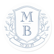 Elegantes Vintage-Französisch-Blau-Wappen-Monogram