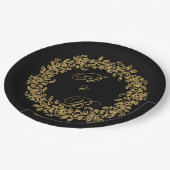 Elegantes Vintage-Französisch Gold-Blumenmuster  Pappteller (Schrägansicht)