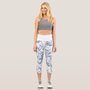 Elegantes Vintage-Französisch Graviertes Floral To Capri Leggings