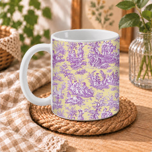 Elegantes Vintage-Gelb-Lila-Toile-Muster Kaffeetasse