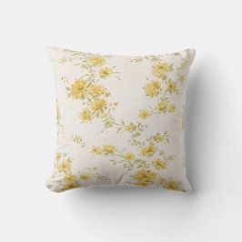 Elegantes Vintage-Gelbrosen-Blumenmuster  Kissen