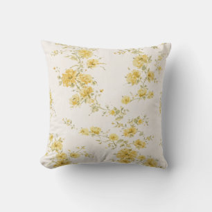 Elegantes Vintage-Gelbrosen-Blumenmuster Kissen