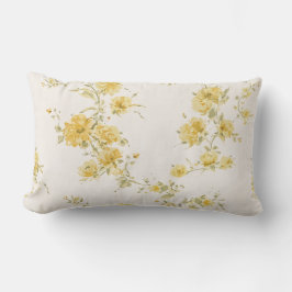 Elegantes Vintage-Gelbrosen-Blumenmuster  Lendenkissen