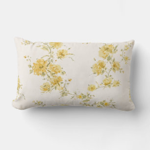 Elegantes Vintage-Gelbrosen-Blumenmuster Lendenkissen