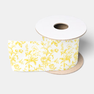 Elegantes Vintage-Gold-Grandmillennial-Toile-Flora Satinband