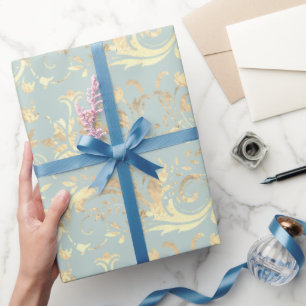 Elegantes vintage-goldenes Minz-Damaskusmuster Geschenkpapier