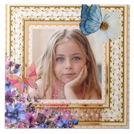 Elegantes Vintage-Goldrahmen-Mosaik-Foto-Andenken  Fliese