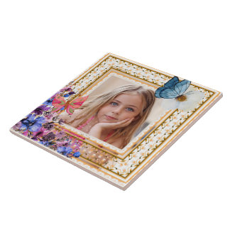 Elegantes Vintage-Goldrahmen-Mosaik-Foto-Andenken Fliese