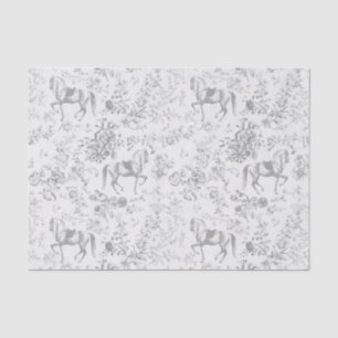 Elegantes Vintage-Grau-Pferd-Blumenmuster Seidenpapier