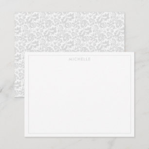 Elegantes Vintage Grau Venezianisch Floral Botanis Mitteilungskarte
