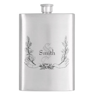 Elegantes Vintage-graviertes Monogramm Flachmann