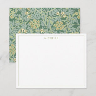 Elegantes Vintage Grün Jasmin Floral Botanisch Mitteilungskarte