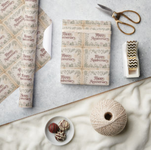 Elegantes Vintage-"Happy Anniversary"-Design Geschenkpapier