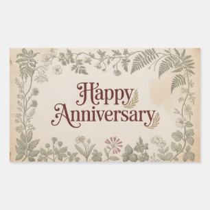 Elegantes Vintage-"Happy Anniversary"-Design Rechteckiger Aufkleber