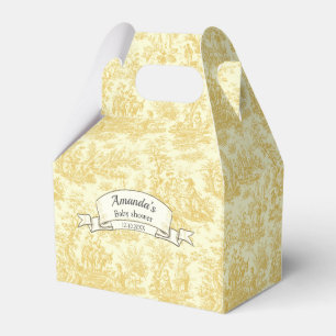 Elegantes vintage hellgelbes De-Jouy-Monogramm Geschenkschachtel