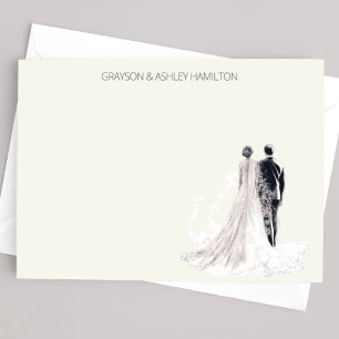 Elegantes Vintage-Hochzeitspaar Mitteilungskarte