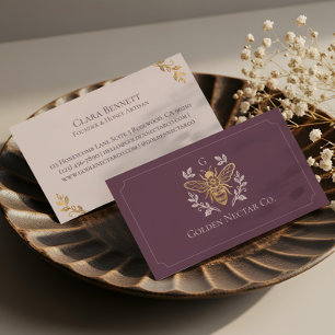 Elegantes Vintage-Honigbiene-Blumen-Luxus-Monogram Visitenkarte
