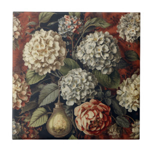 Elegantes vintage Hydrangeen-Blumenmuster Fliese