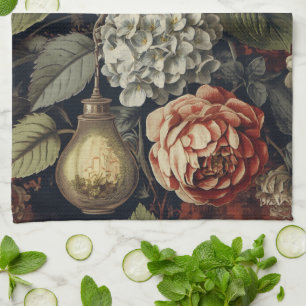 Elegantes vintage Hydrangeen-Blumenmuster Geschirrtuch