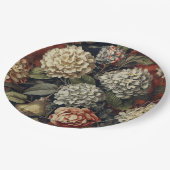 Elegantes vintage Hydrangeen-Blumenmuster Pappteller (Schrägansicht)