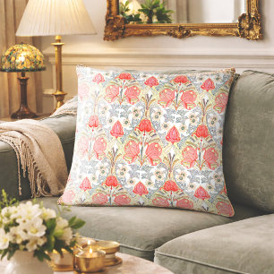 Elegantes Vintage-Korallenrot-Blumenmuster  Kissen