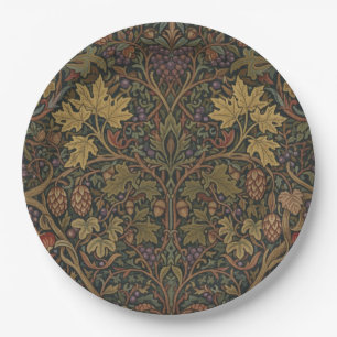 Elegantes vintage Landhaus botanischer Herbst Brau Pappteller