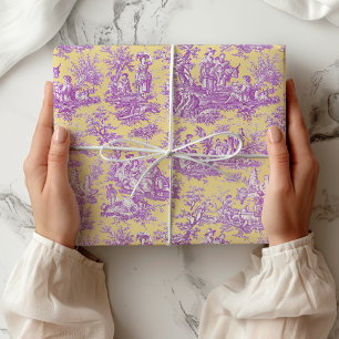 Elegantes, vintage-lila-blaues Toile-de-Jouy-Muste Geschenkpapier