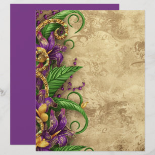 Elegantes Vintage-Lila-Blumen-Schrappbuchpapier