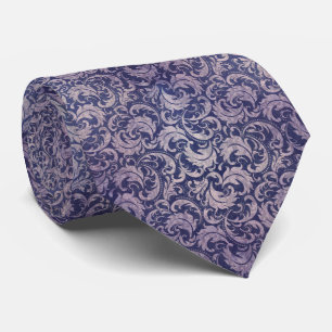 Elegantes, vintage-lila Damastmuster Krawatte