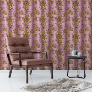 Elegantes Vintage-Lila-Gold-Blumenmuster Tapete