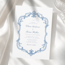 Elegantes Vintage-Monogramm Hochzeit Staubblau