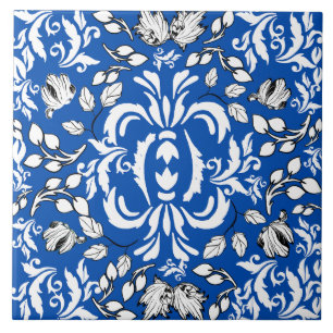 Elegantes Vintage-Muster William Morris kobaltblau Fliese