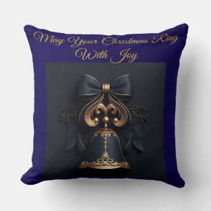 -Elegantes vintage navyblaues und goldenes Chr Kissen