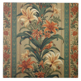 Elegantes Vintage-Nouveau-Blumen-Vögel-Design Fliese