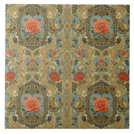 Elegantes Vintage-Nouveau-Blumen-Vögel-Design Fliese