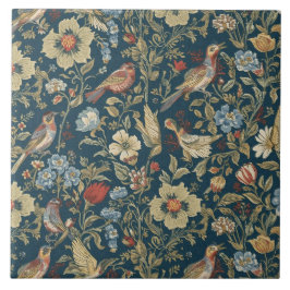 Elegantes Vintage-Nouveau-Blumen-Vögel-Design Fliese