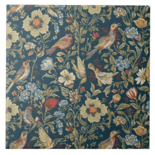 Elegantes Vintage-Nouveau-Blumen-Vögel-Design Fliese