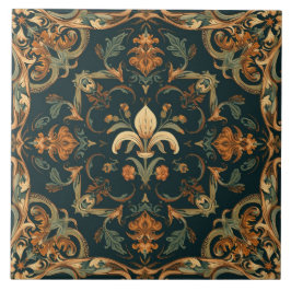 Elegantes Vintage-Nouveau-Blumen-Vögel-Design Fliese