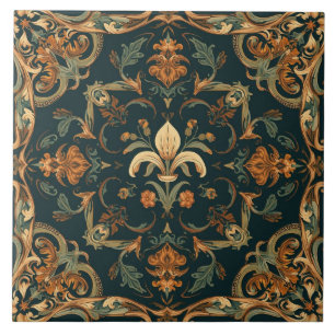 Elegantes Vintage-Nouveau-Blumen-Vögel-Design Fliese