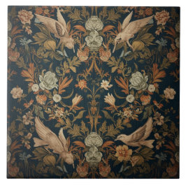 Elegantes Vintage-Nouveau-Blumen-Vögel-Design Fliese
