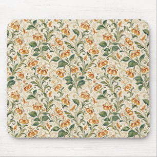 Elegantes Vintage-Orangen-Lilien-Blumenmuster Mousepad