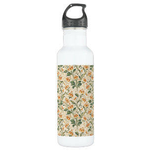 Elegantes Vintage-Orangenlilien-Blumenmuster Edelstahlflasche