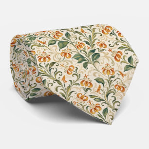 Elegantes Vintage-Orangenlilien-Blumenmuster Krawatte