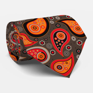 Elegantes, vintage Paisley-Muster in orange und ro Krawatte