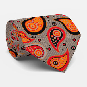 Elegantes, vintage Paisley-Muster in orange und ro Krawatte