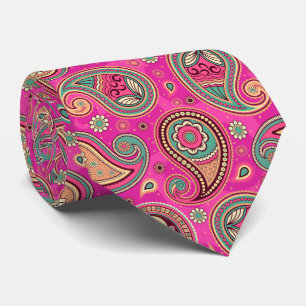 Elegantes, vintage-paisleymuster in rosa und türki krawatte